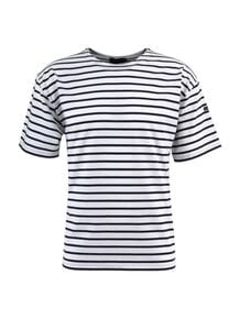 Armor lux AM100 - Marinière Homme Légère Manches Courtes Col Bateau Blanc/Navire