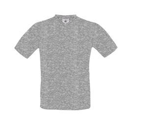 B&C BC163 - T Shirt Homme Col V 100% Coton Gris Athlétique