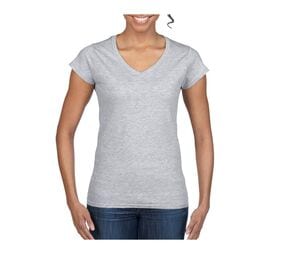 Gildan GN647 - T-Shirt Femme Col V 100% Coton Gris Athlétique