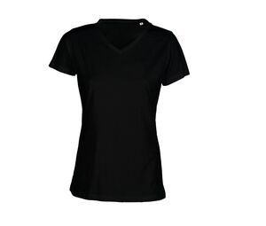 Sans Étiquette SE634 - T-Shirt Femme Col V Noir