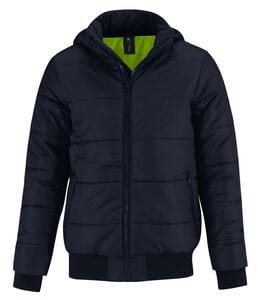 B&C BC335 - Doudoune Homme Coupe-Vent Navy/Neon Lime