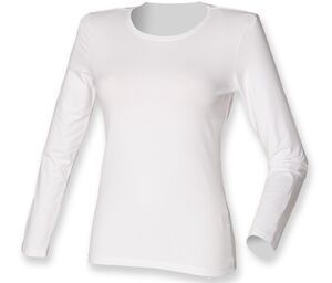 Skinnifit SK124 - Tee-Shirt Stretch Femme Manches Longues Blanc