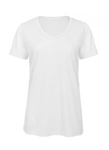 B&C BC058 - Tee-shirt col V femme Tri-blend Blanc
