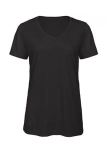B&C BC058 - Tee-shirt col V femme Tri-blend Noir