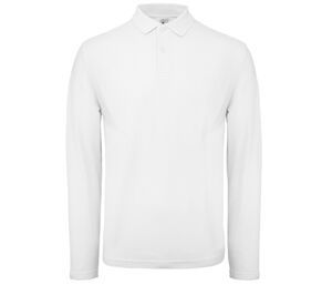 B&C ID1LS - Polo Homme Manches Longues Blanc