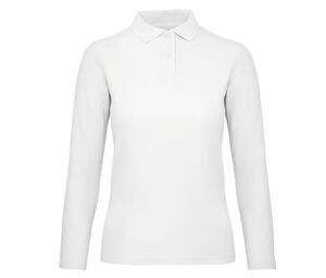 B&C ID1LW - Polo Manches Longues Femme Blanc