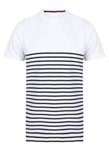 FRONT ROW FR135 - Tee-shirt marinière Blanc/Navy