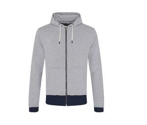 ECOLOGIE EA051 - Sweat capuche zippé en coton recyclé Heather Grey / Navy