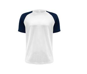 JHK JK905 - T-shirt baseball de sport Blanc / Bleu marine