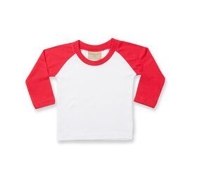 LARKWOOD LW025 - T-shirt manches longues baseball Blanc-Rouge