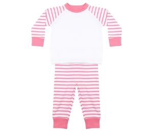 LARKWOOD LW072 - Pyjama enfant rayé Pink Stripe / White