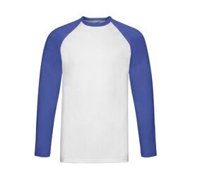 Fruit of the Loom SC238 - T-Shirt Manches Longues Homme 100% Coton White / Royal Blue