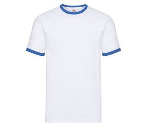 Fruit of the Loom SC245 - T-Shirt Homme Ringer 100% Coton White / Royal Blue