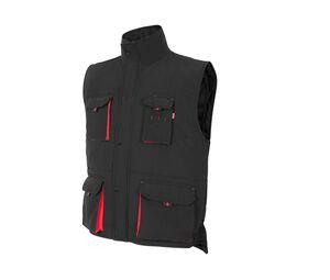 VELILLA V5902 - GILET MATELASSÉ BICOLORE MULTI-POCHES Noir-Rouge