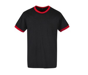 BUILD YOUR BRAND BYB022 - Tee-shirt bords côte contrastés Black / City Red